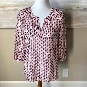 Caslon sheer pink patterned blouse
